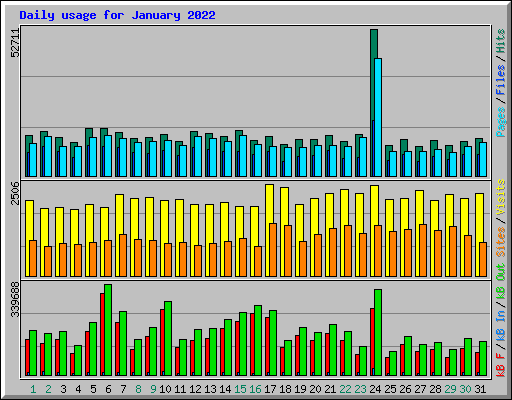 Daily usage for January 2022