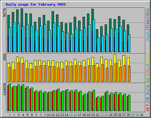 Daily usage for February 2025