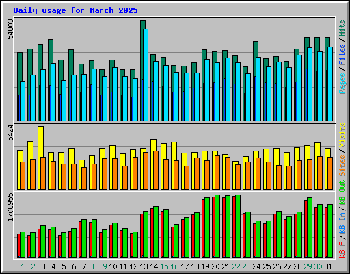 Daily usage for March 2025